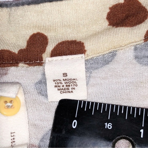 Anthropologie Cream and Blue and Burnt Orange Leaf Blouse Size S - Picture 3 of 9